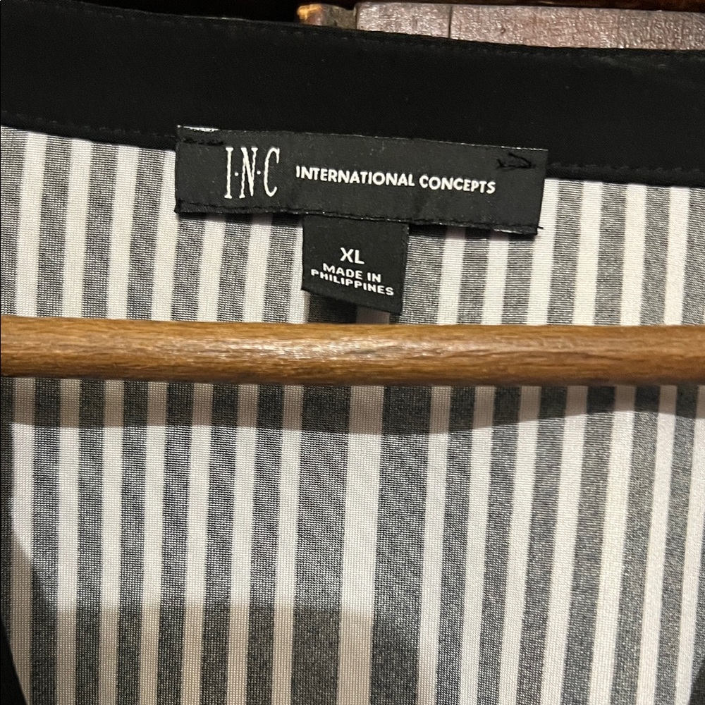INC International Concepts Black and White Striped Blouse - Picture 2 of 5